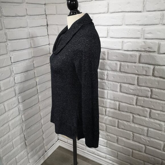 Cleo Ladies Size XS Black with Specs of Grey Lightweight Cowl Neck Sweater - Picture 4 of 9